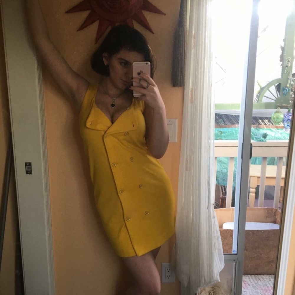 Yellow button up dress